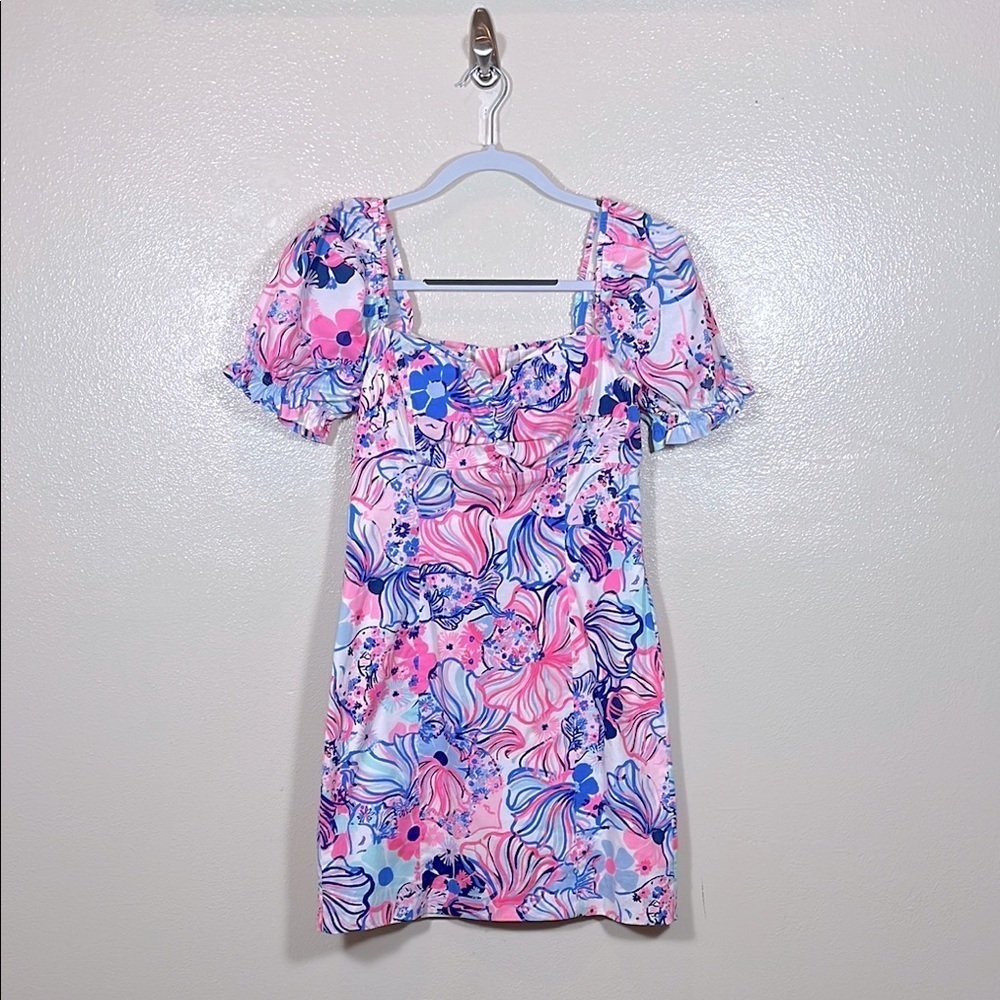 Lilly Pulitzer Prosecco Pink Keisha Stretch Colorful Floral Dress 00